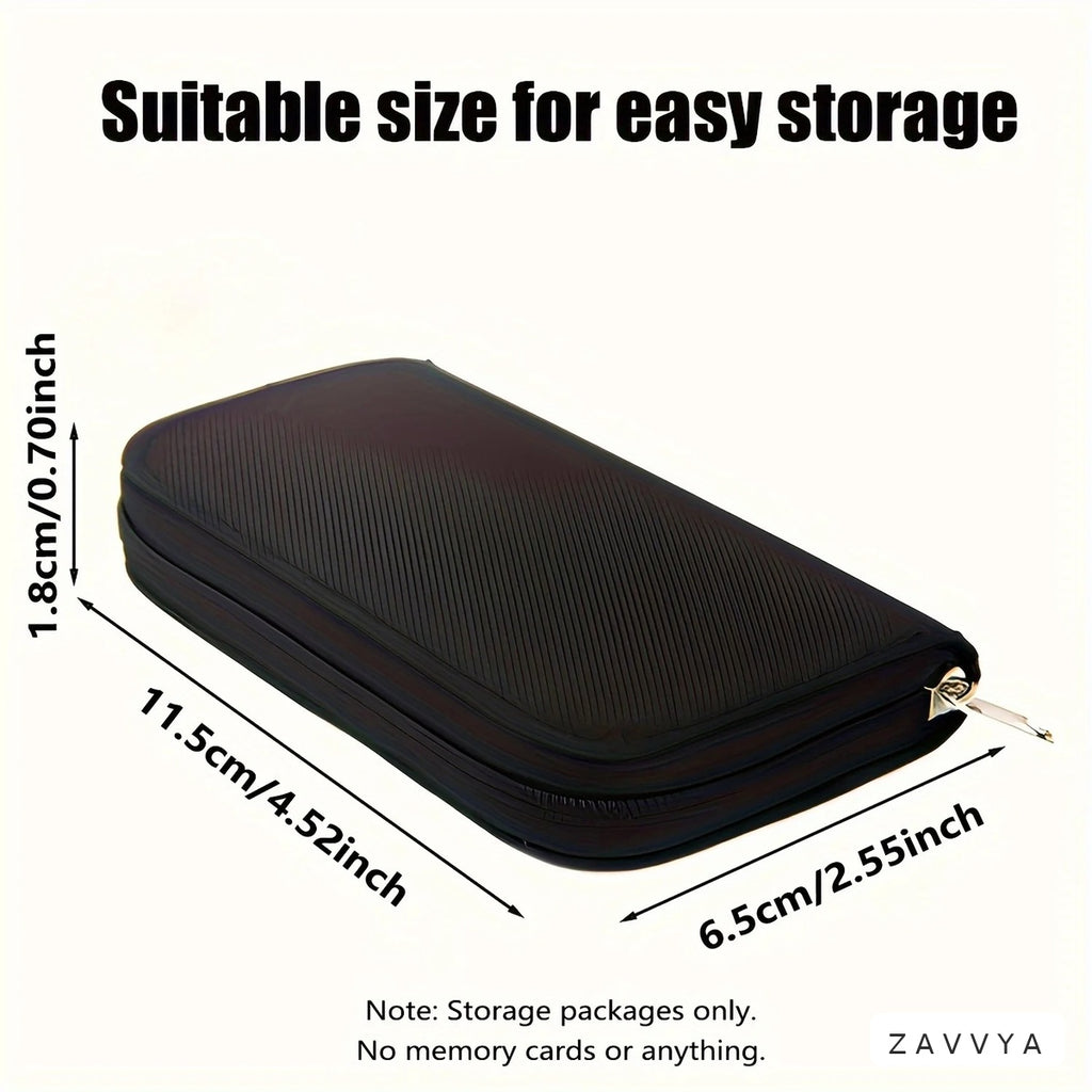 Closed black soft zip memory-card wallet