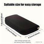 Closed black soft zip memory-card wallet