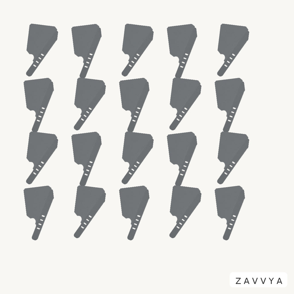 Twenty grey reusable silicone cable ties