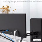 Reusable silicone cable tie organising a desk cable