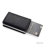 Black smooth pop-up card holder with stepped cards