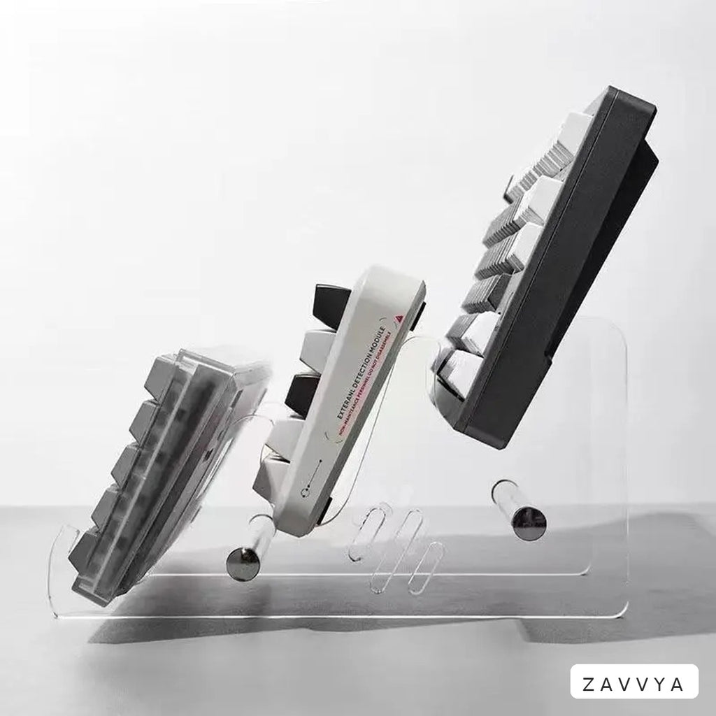Two-tier clear acrylic keyboard display rack