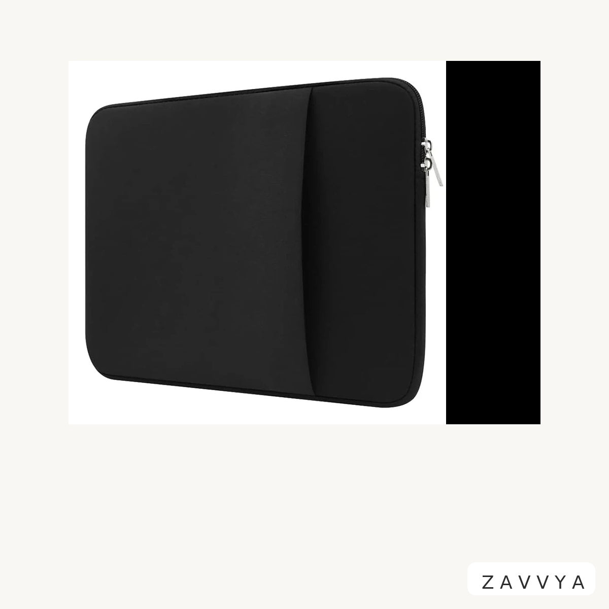 Front view of black laptop sleeve