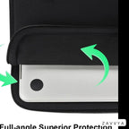 Black laptop sleeve shown with a laptop being inserted