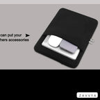 Large vertical front pocket on the black laptop sleeve