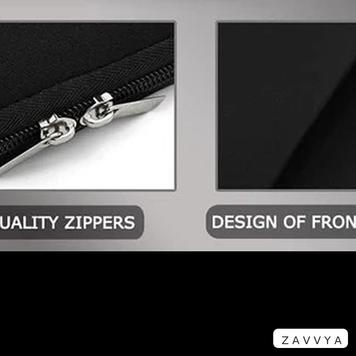 Close detail of zipper and sleeve edge