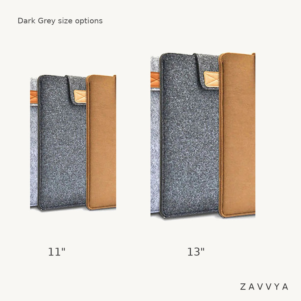 Dark grey sleeve shown in 11-inch and 13-inch size options