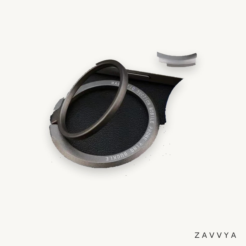 Black magnetic phone ring with open centre