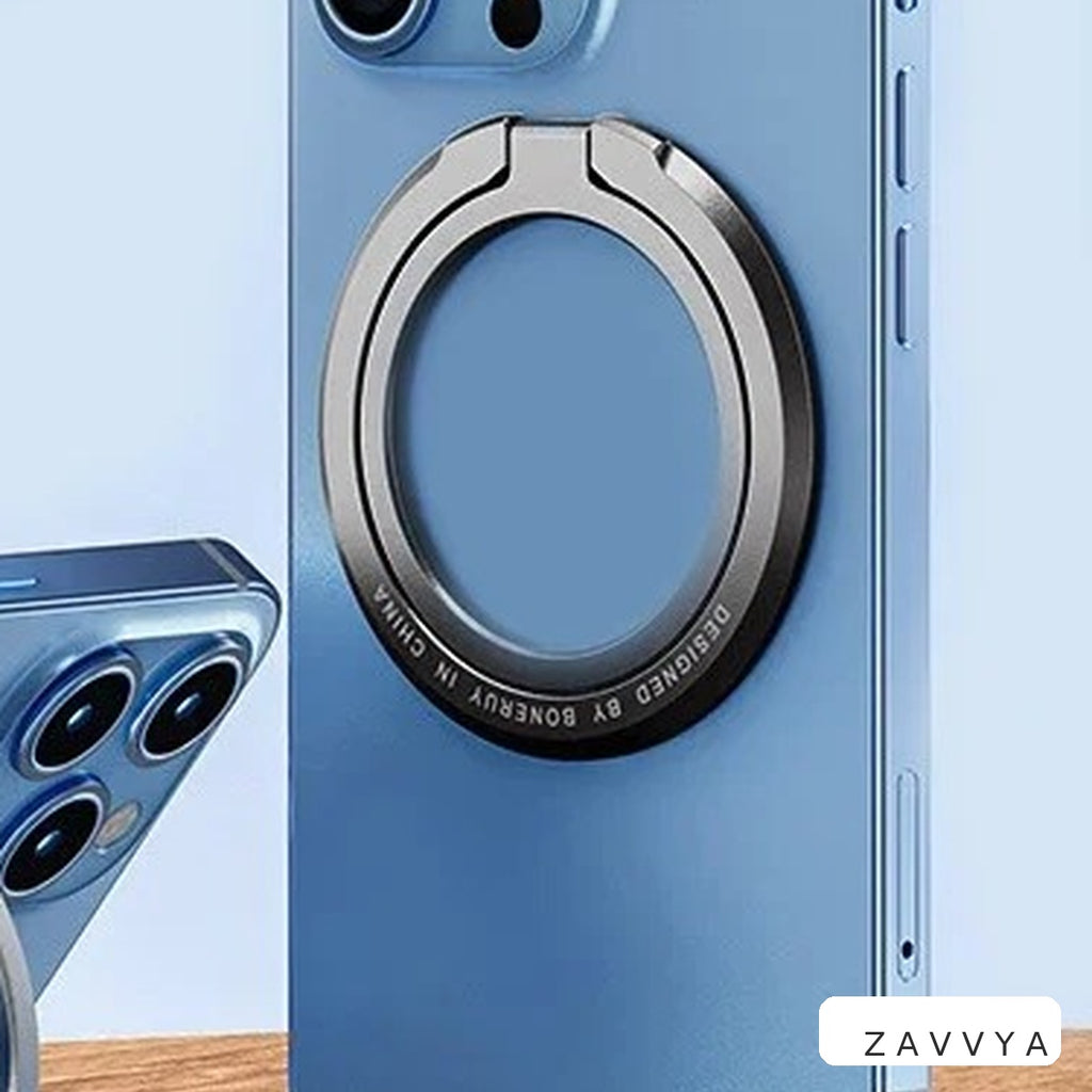 Black phone ring attached to a generic phone