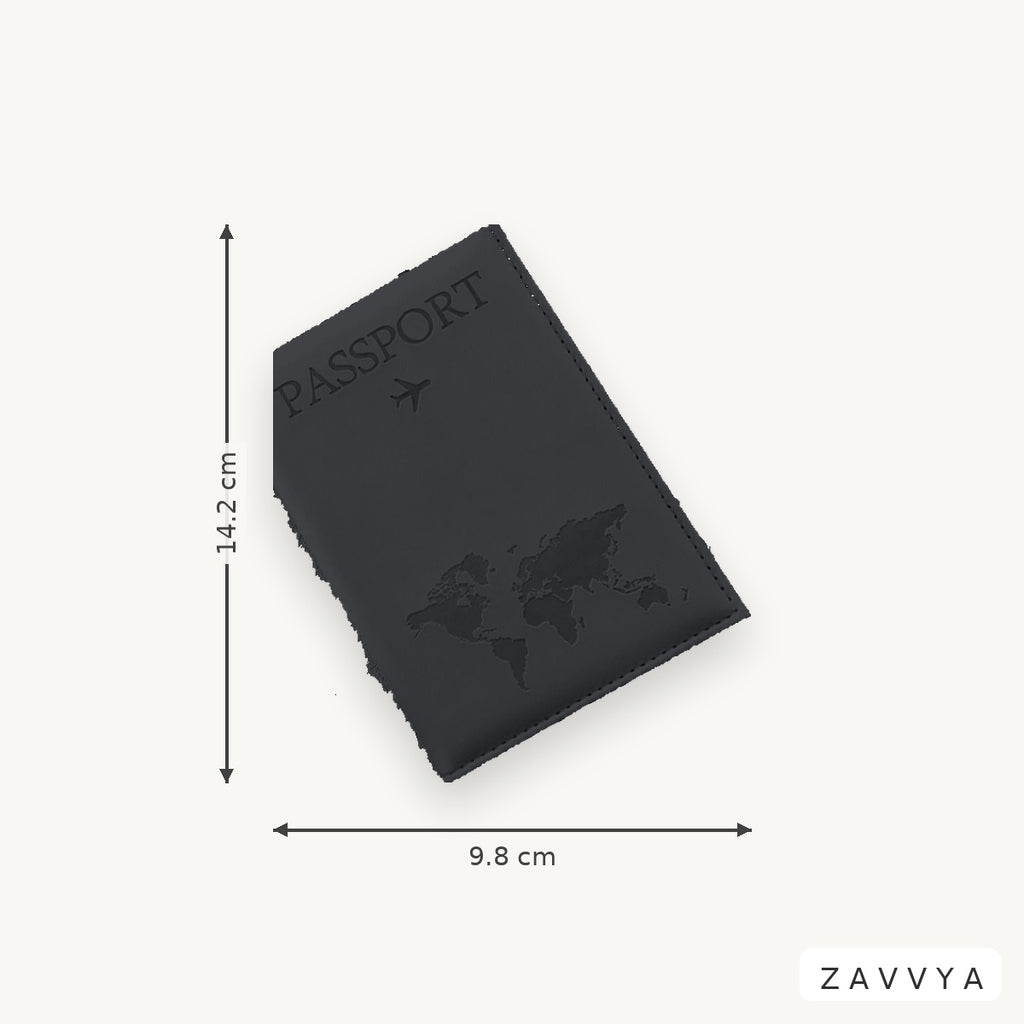 Black ZAVVYA Transit Folio with verified 14.2 by 9.8 centimetre dimensions