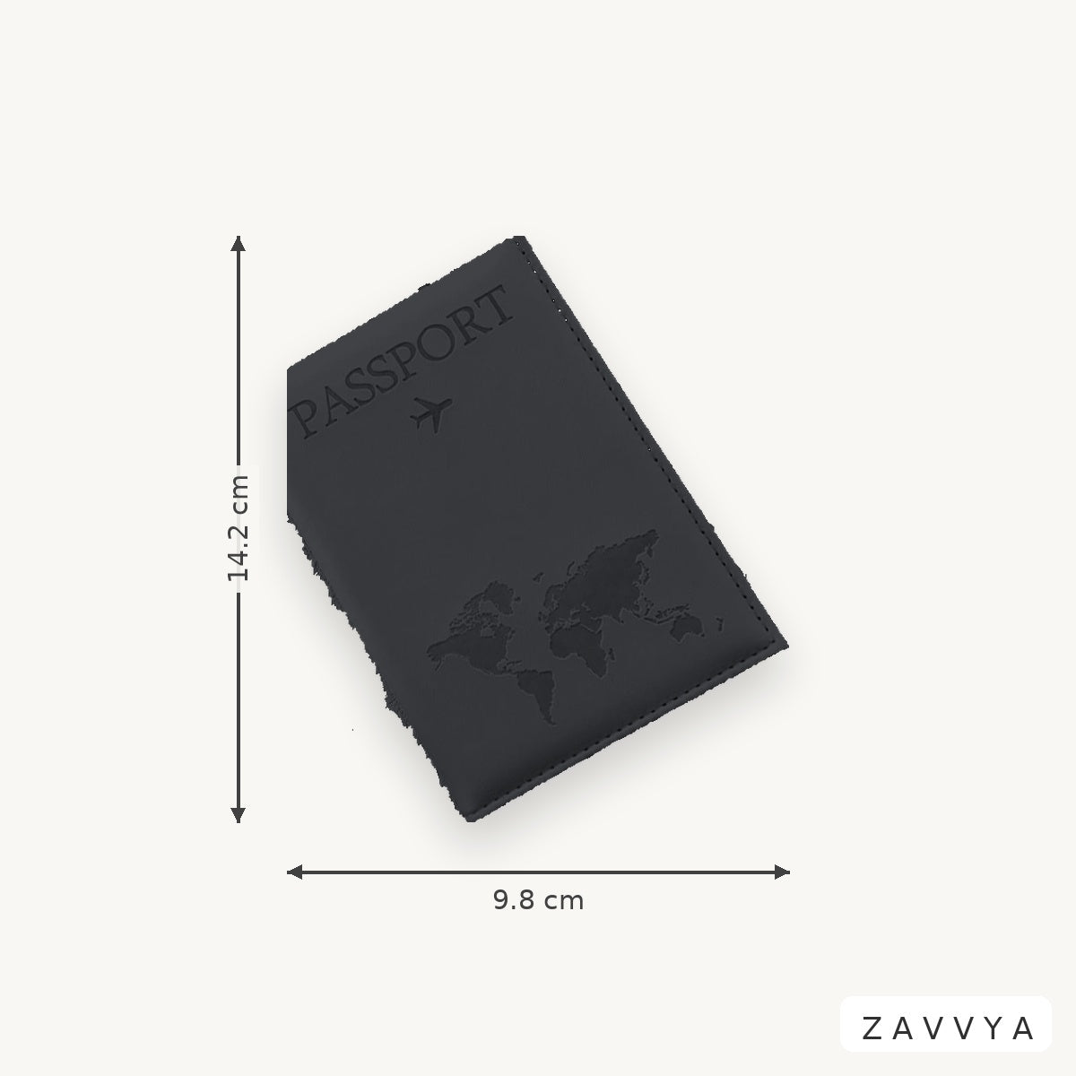 Black ZAVVYA Transit Folio with verified 14.2 by 9.8 centimetre dimensions