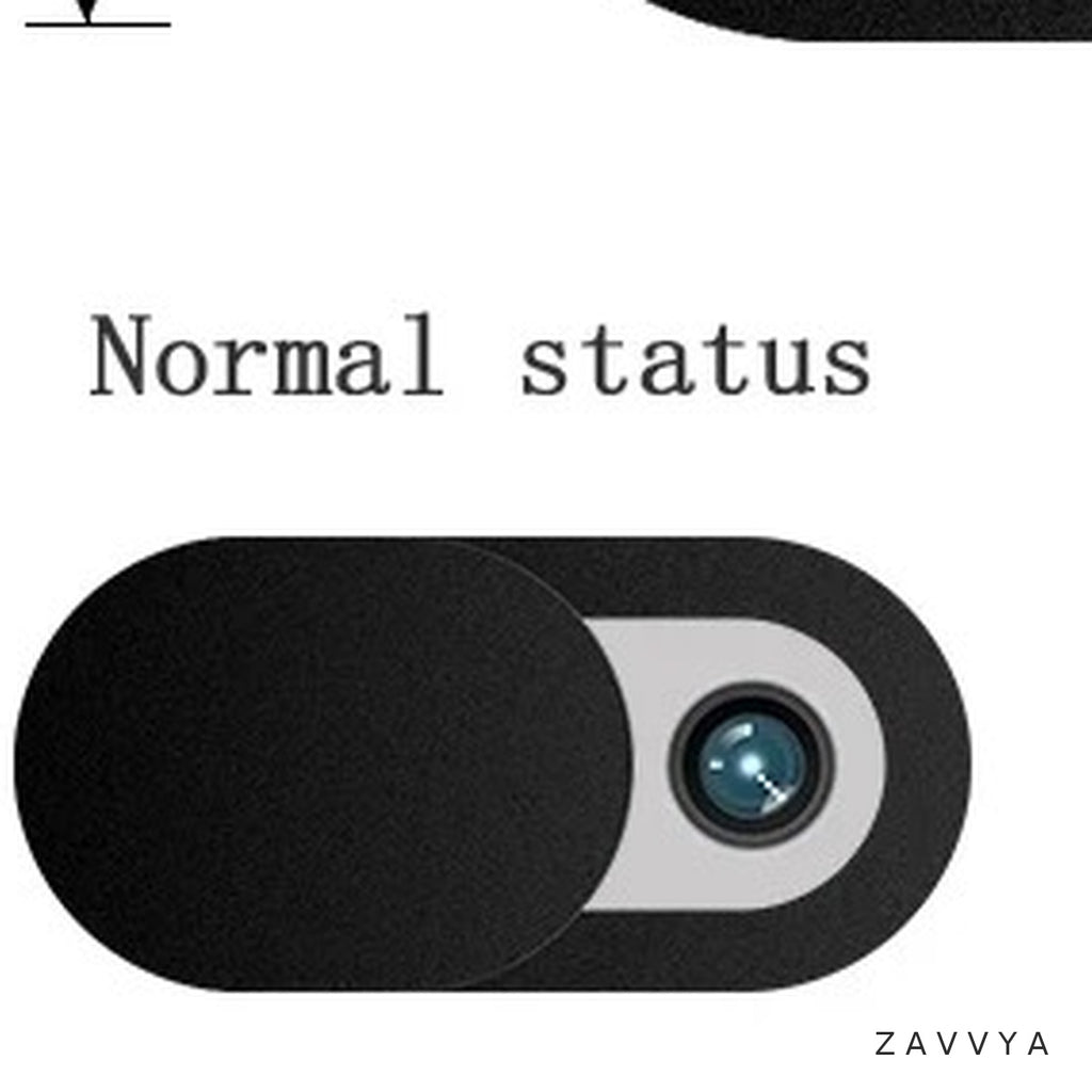 Close-up of a stadium-shaped sliding webcam cover showing the round camera opening and shutter