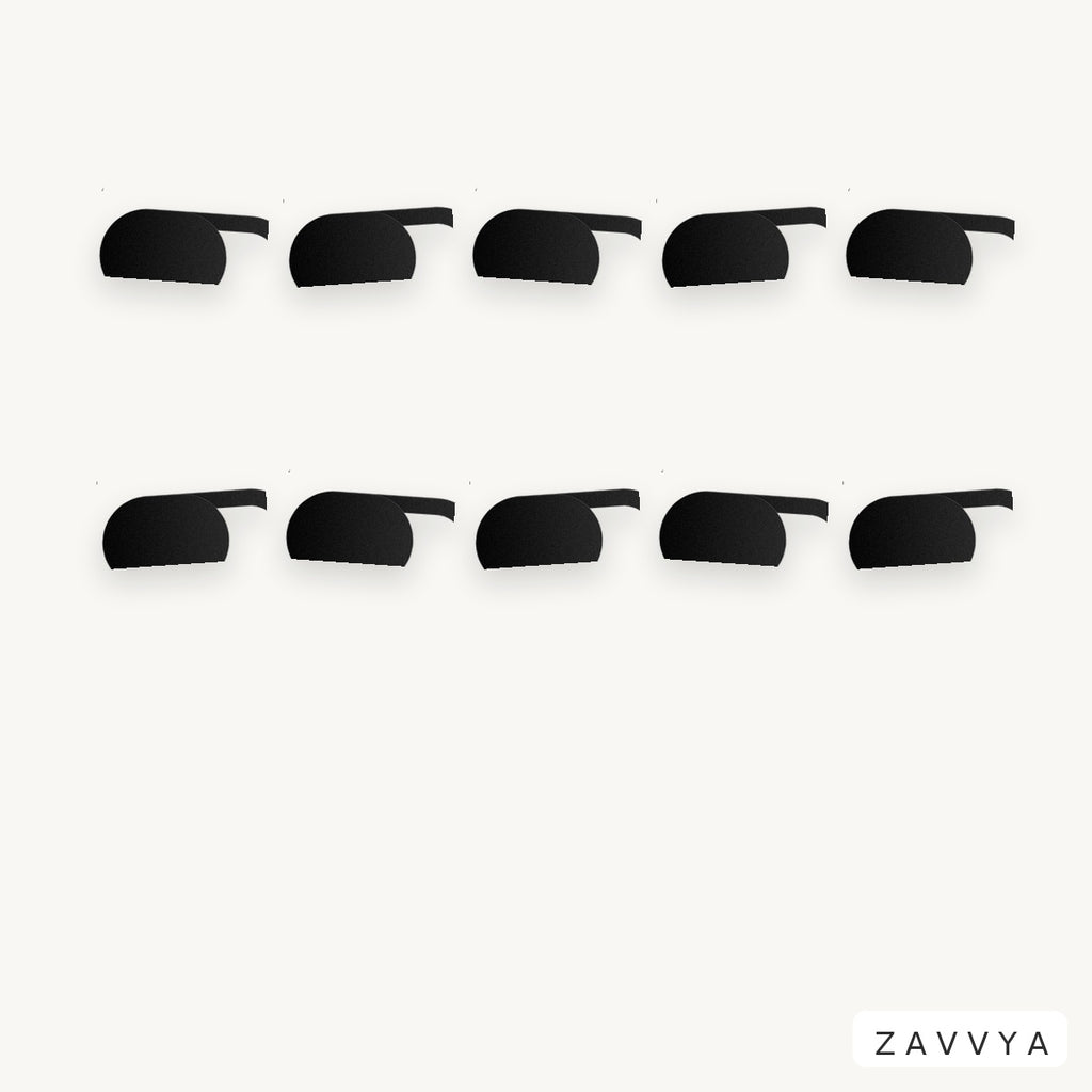 Ten black stadium-shaped sliding webcam covers arranged on a neutral background