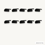 Ten black stadium-shaped sliding webcam covers arranged on a neutral background