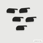 Five white stadium-shaped sliding webcam covers arranged on a neutral background