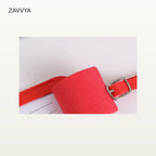 ZAVVYA Tag Line – Flip Cover Red – buckle and stitching detail
